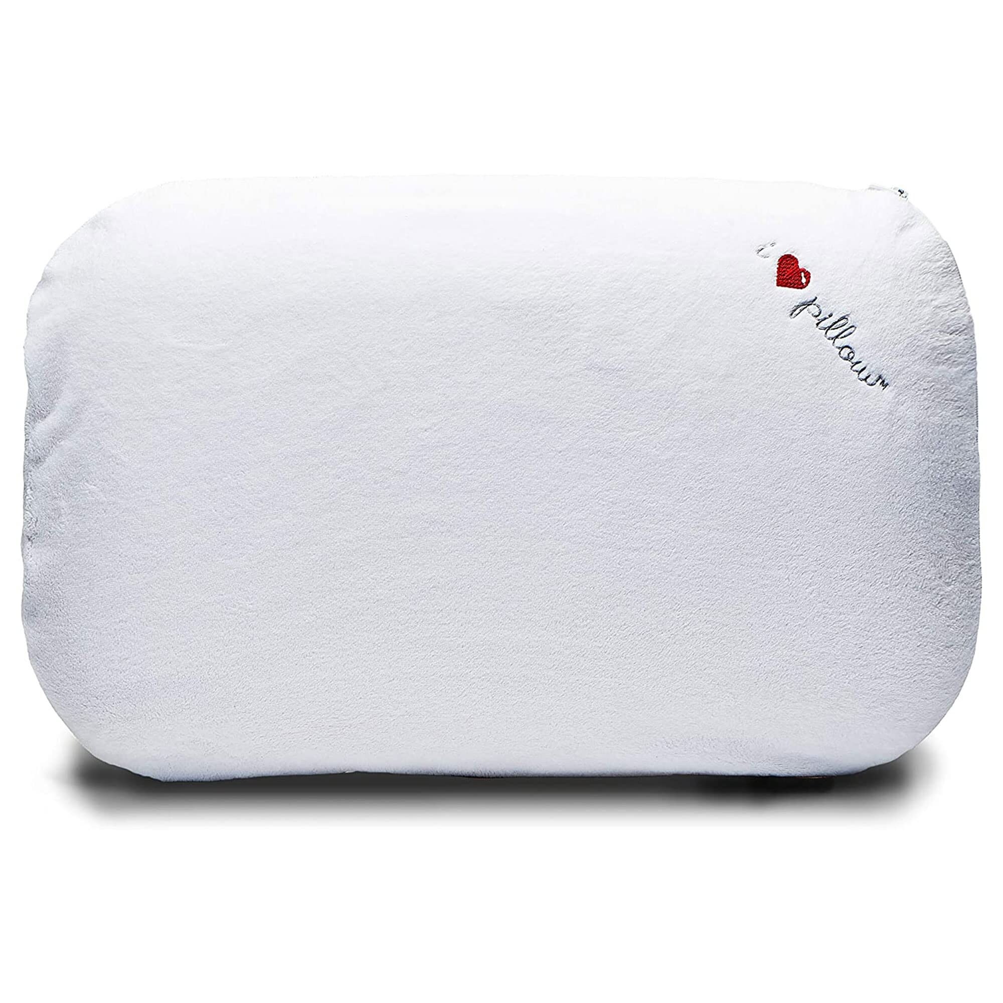 Traditional Comfort Low Profile Supportive Memory Foam Sleeping Pillow with Cotton Pillowcase Cover Queen White