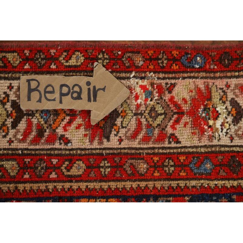 Pre-1900 Antique Blue Malayer Persian Runner Rug Handmade Wool Carpet - 3'2"x 16'7"