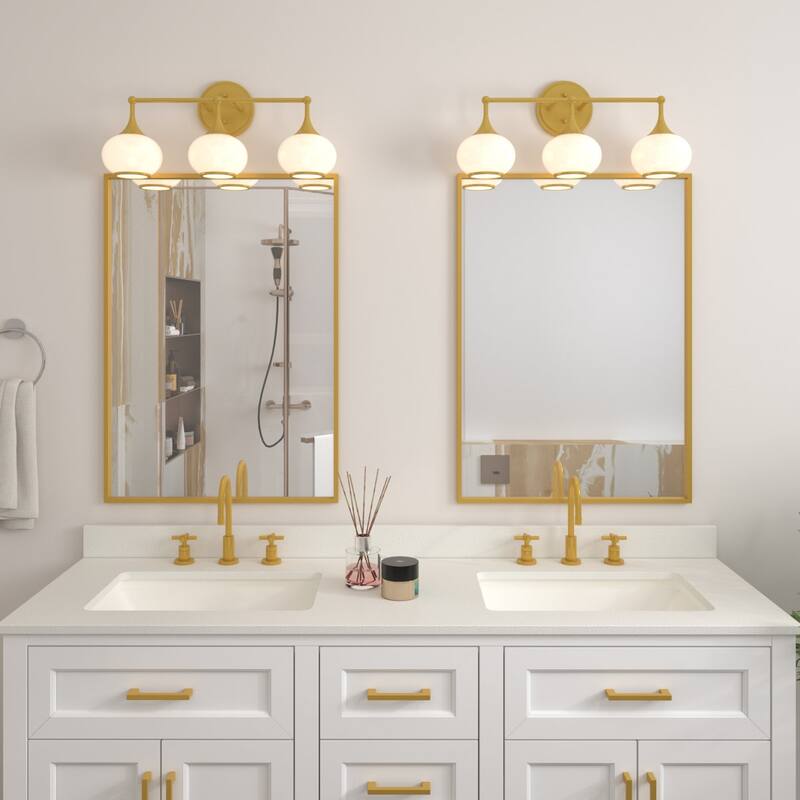 Acroma Aged Brass/Polished Chrome Finish Modern Globe Vanity Light