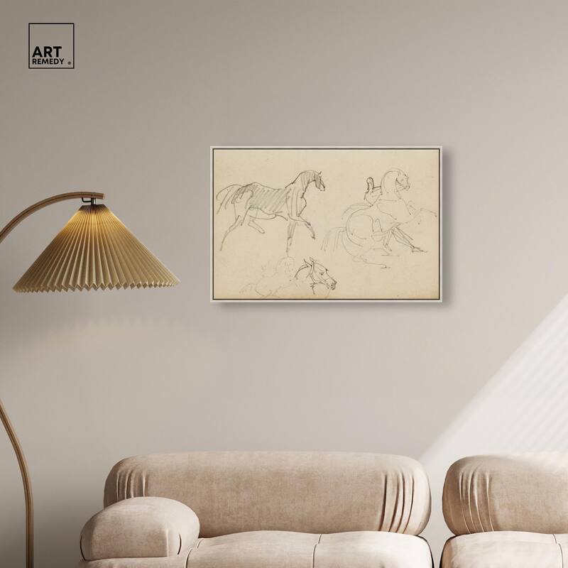 Gericault - Three horse studies Canvas by Art Remedy
