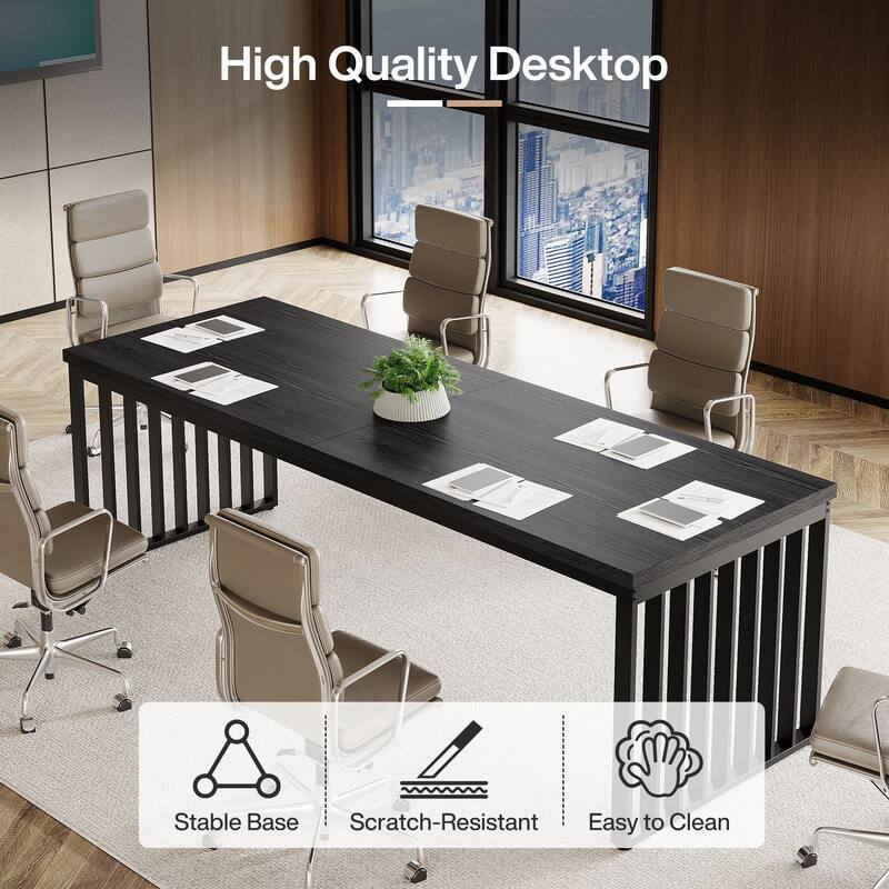 Small Conference Room Table for 4, Industiral Long Meeting Table - 2-pieces