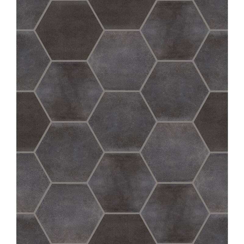 Shaw 493TS Halftone - 9" x 11" Hexagon Floor and Wall Tile - Glossy - Black Storm
