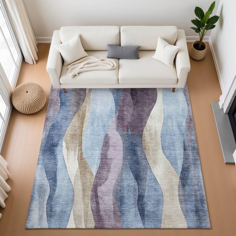 Premium Washable Super Soft Modern Stripe Mayfield Rug - Denim - 2'6" x 3'10"