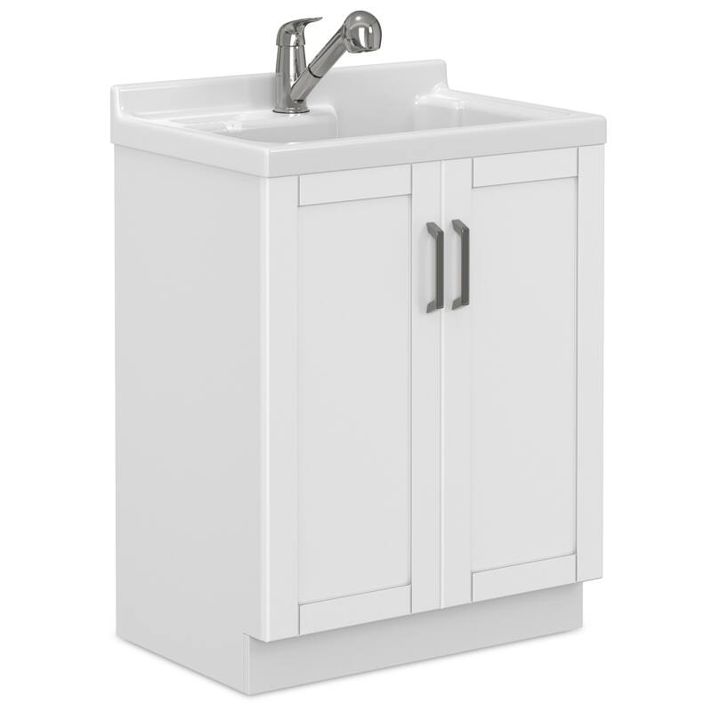 WYNDENHALL Lindor Transitional Laundry Cabinet with Faucet and Sink