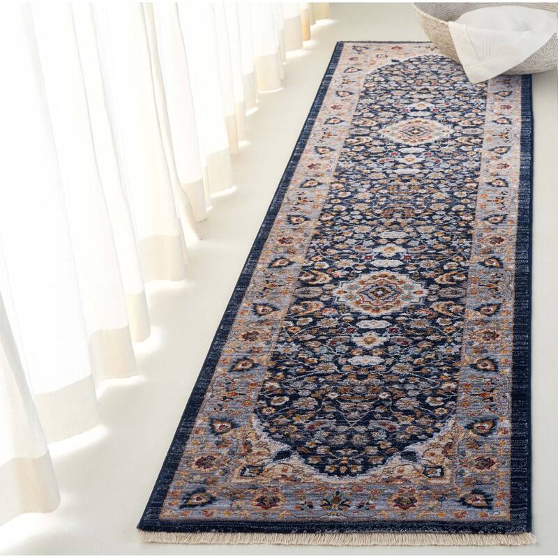 SAFAVIEH Lauren Ralph Lauren Metanet Transitional Rug - 2' x 8' Runner - Navy/Beige