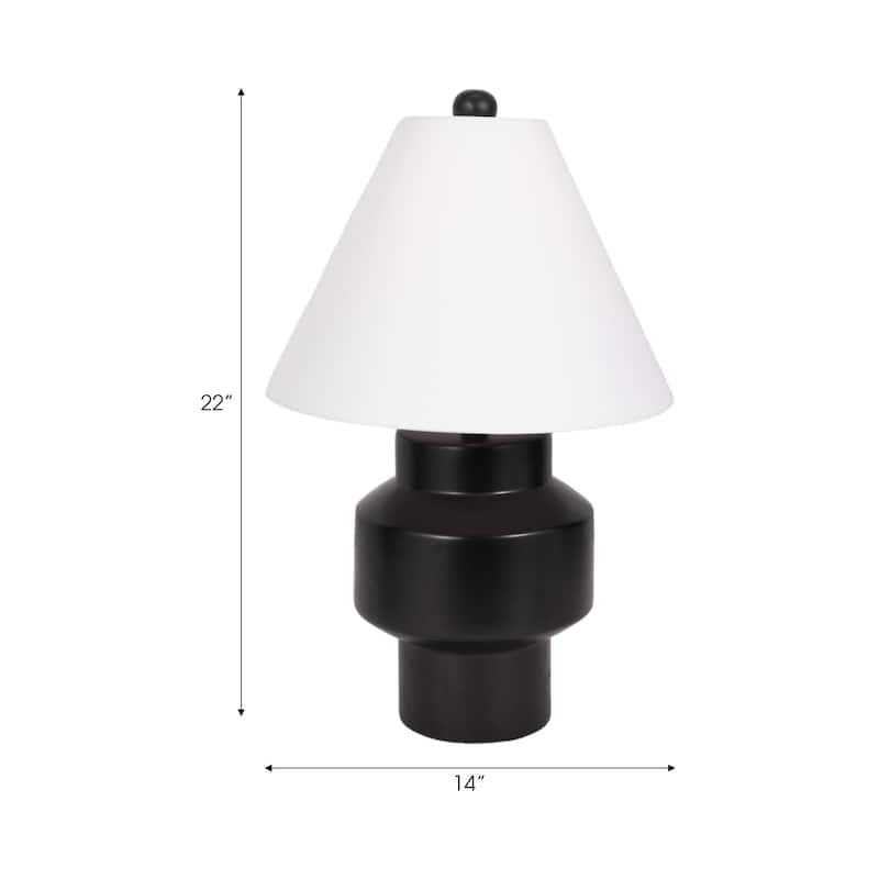 Sagebrook Home 22" Sleek Black Ceramic Cylinder Table Lamp for Modern Spaces - 14" x 14" x 22"
