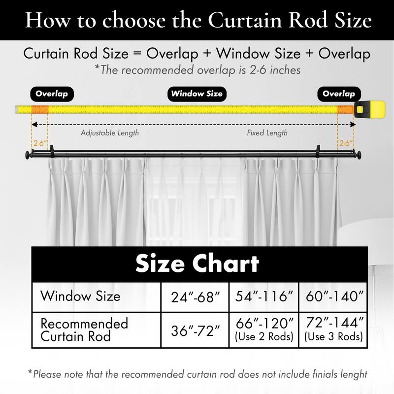 Meriville 1-Inch Diameter Prima Telescoping Double Window Treatment Curtain Rod