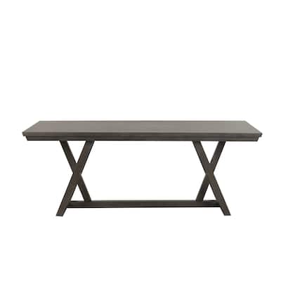 Ghy Dining Table, Brown Solid Acacia Wood, Rectangular 80 Inch Top