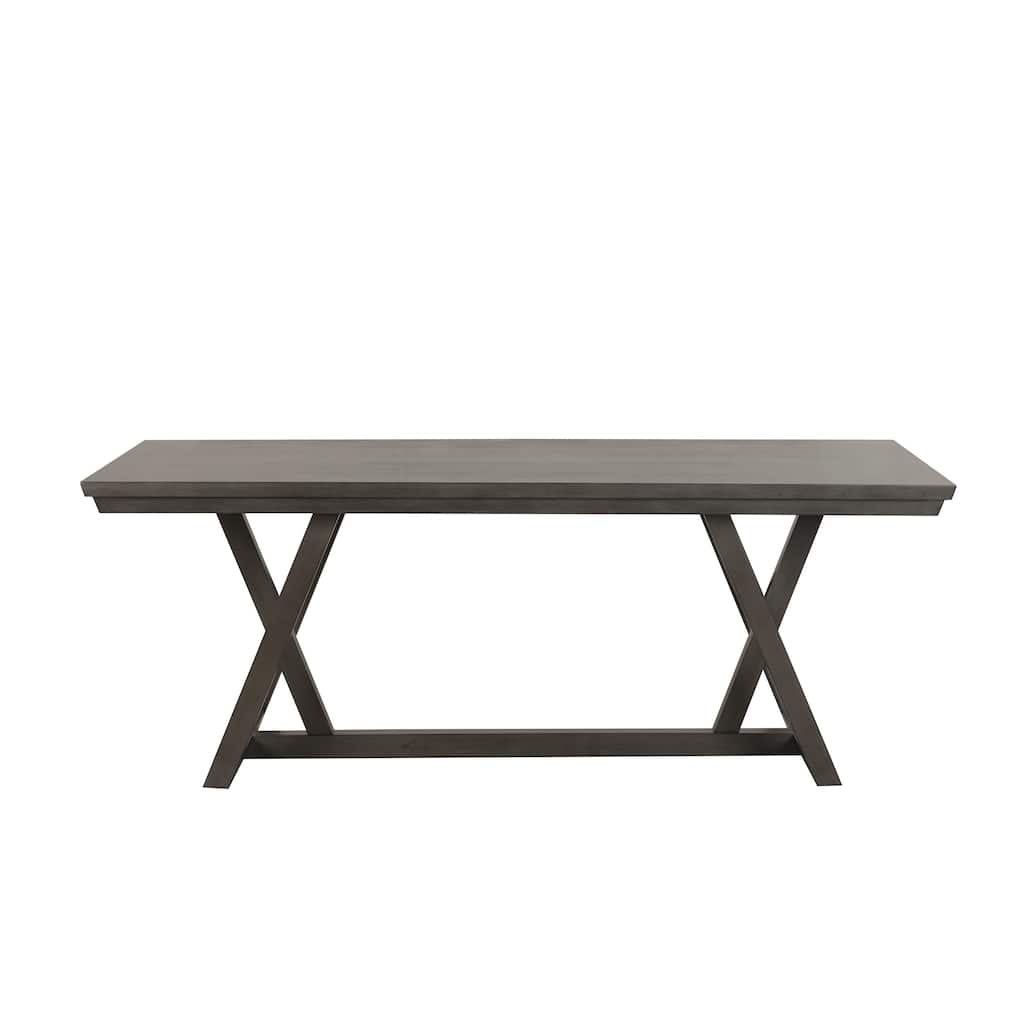 Ghy Dining Table, Brown Solid Acacia Wood, Rectangular 80 Inch Top