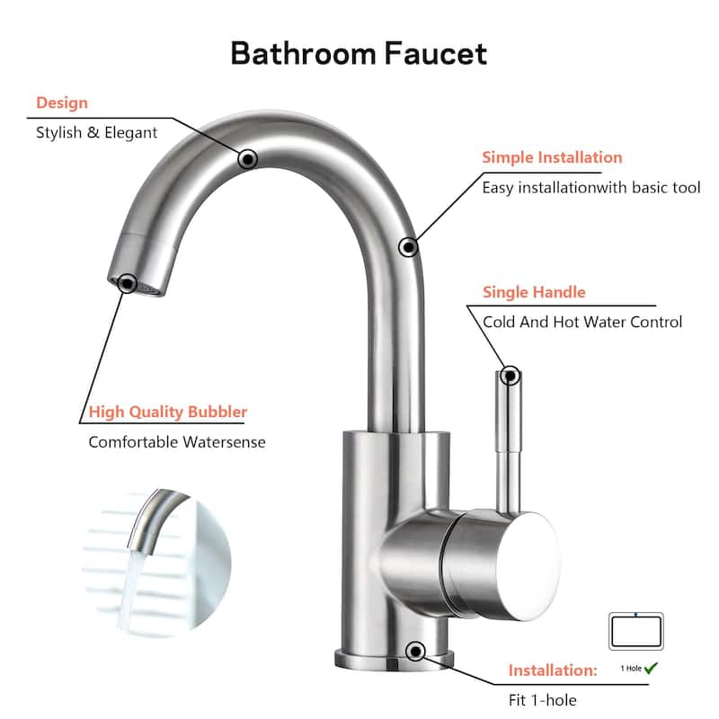 Brushed Nickel Centerset Bathroom Faucet