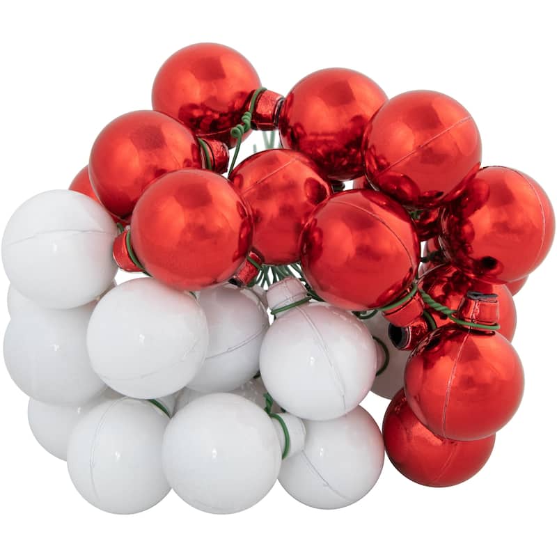 Shatterproof Ball Ornament Christmas Pick - 6.75" - Red and White