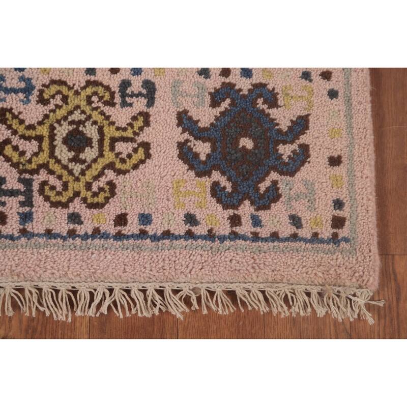 Tribal Geometric Khotan Runner Rug Hand-Knotted Wool Carpet - 2'7"x 8'0"
