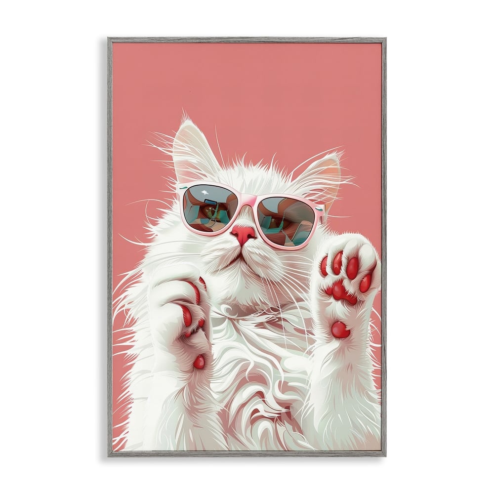 Stupell Glam Cat with Sunglasses Framed Giclee Art Design By LSR Design Studio