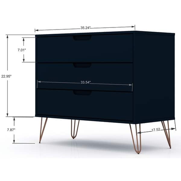 manhattan comfort rockefeller mid-century modern 3 drawer bedroom dresser Manhattan Comfort Rockefeller 35