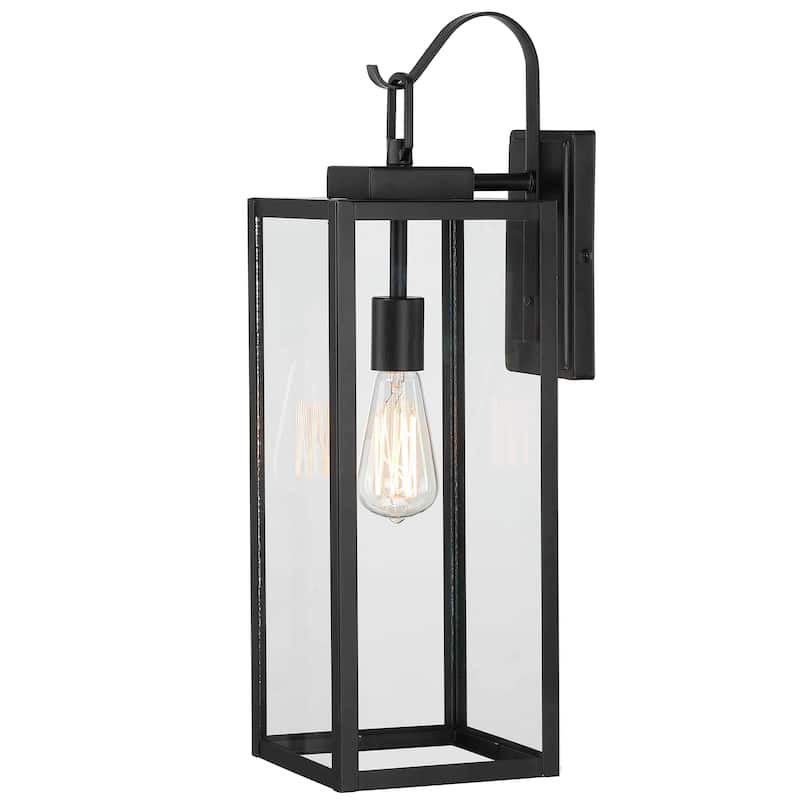 Modern Black Outdoor Wall Light Square Glass Sconce
