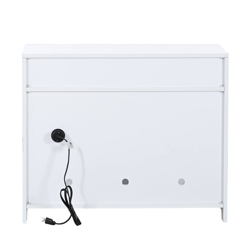 Litter Box Enclosure, Cat Litter Box Furniture with Hidden Plug, 2 Doors, Indoor Cat Washroom Storage Bench Side Table Cat House