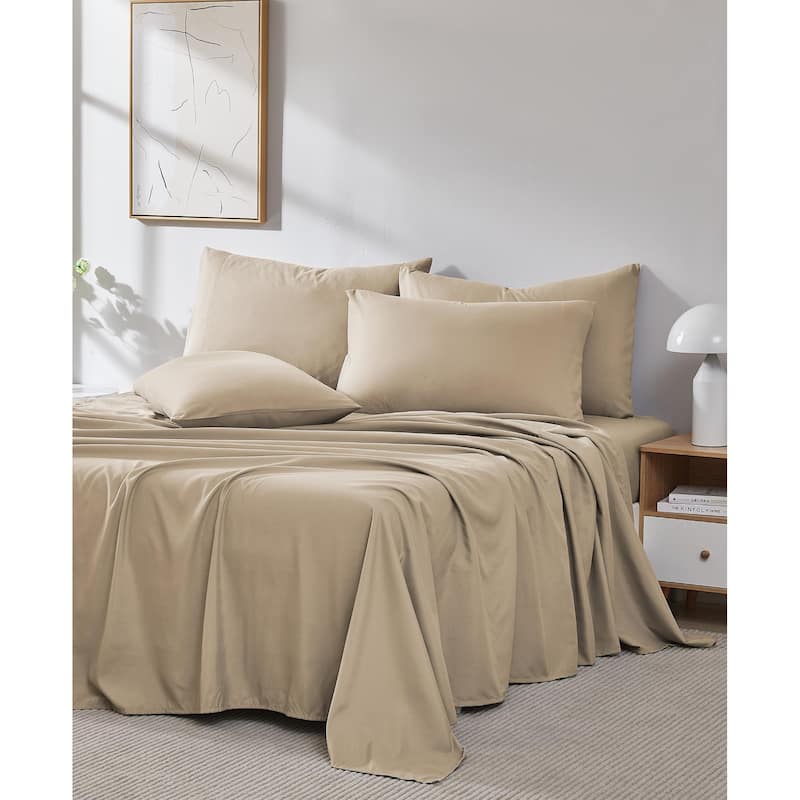 Vilano 6-piece Ultra Soft Extra Deep Pocket Bed Sheet Set - Taupe - Full