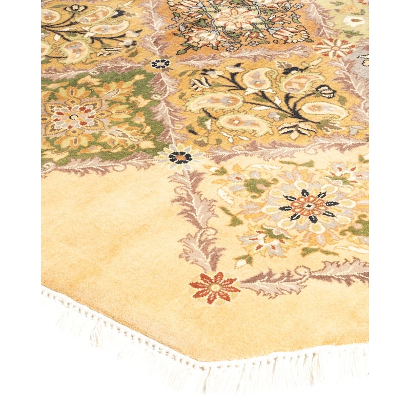 Overton Handknotted Wool Traditional Oriental Yellow Area Rug - 6' x 9'