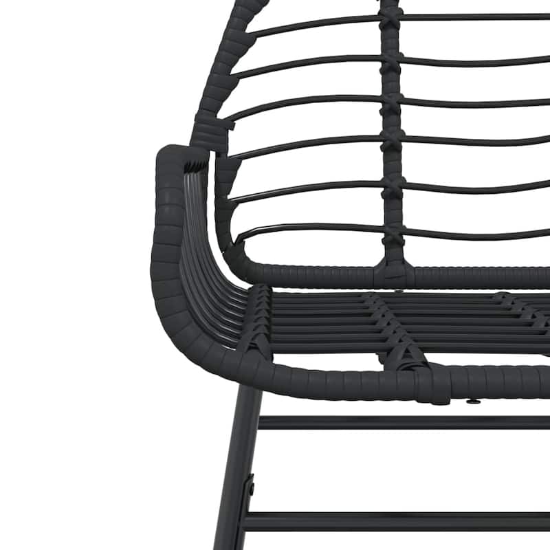 vidaXL Garden Chair Black PE rattan, powder-coated steel Medium - 23.6 x 22.4 x 33.9 in.