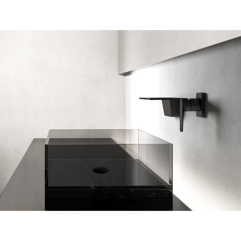 Modern Single Handle Bathroom Sink Faucet with Waterfall Spout Design and Adjustable Water Temperature and Flow