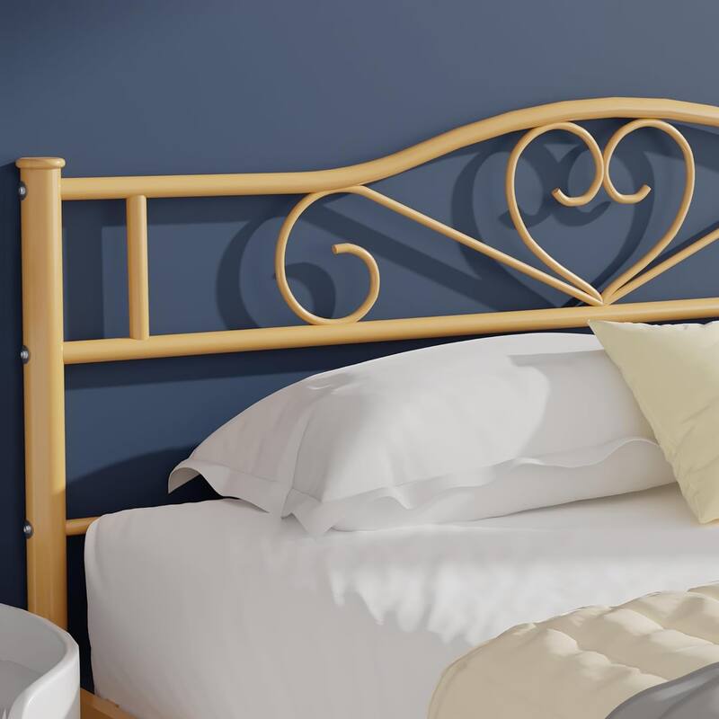VECELO Metal Platform Bed Frame with Headboard & Footboard, Steel Slats Mattress Foundation, No Box Spring Needed