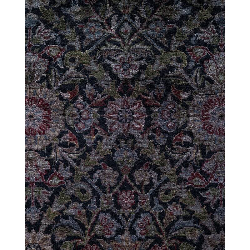 Fine Vibrance, One-of-a-Kind Handmade Runner Rug - Black, 2' 7" x 10' 3" - 2' 7" x 10' 3"