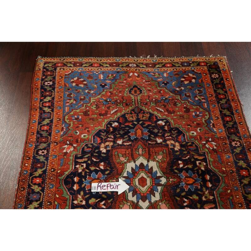 Antique Vegetable Dye Floral Sarouk Farahan Persian Area Rug Handmade - 3'5" x 4'10"