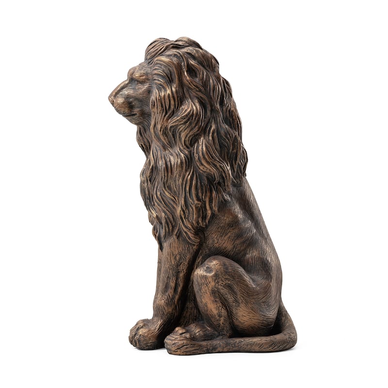 Glitzhome 28"H Oversized MGO Guardian Sitting Lion Garden Statue Porch Sculpture Indoor Outdoor
