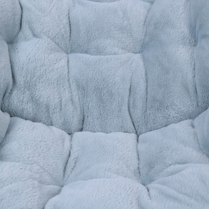 Folding Synthetic Fur Oversized Saucer Chair with Steel Frame - N/A