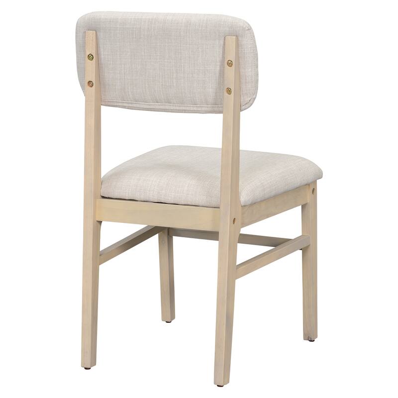 6-Piece Upholstered Rectangular Dining Room Table Set with Bench, 2-Color Modern Farmhouse Kitchen Furniture for Family