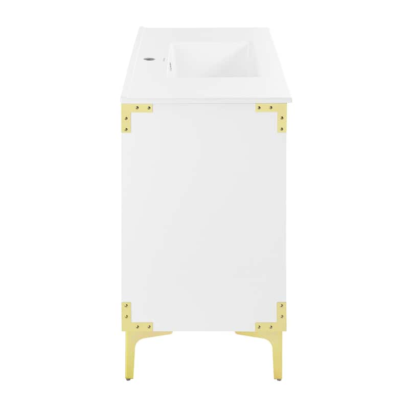 Voltaire 36" Single, Bathroom Vanity in White with Gold Hardware