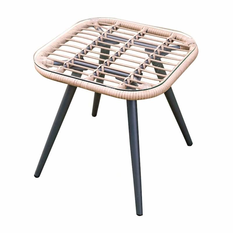 3-Piece Cushioned Bistro Set Patio Wicker Chair and Side Table