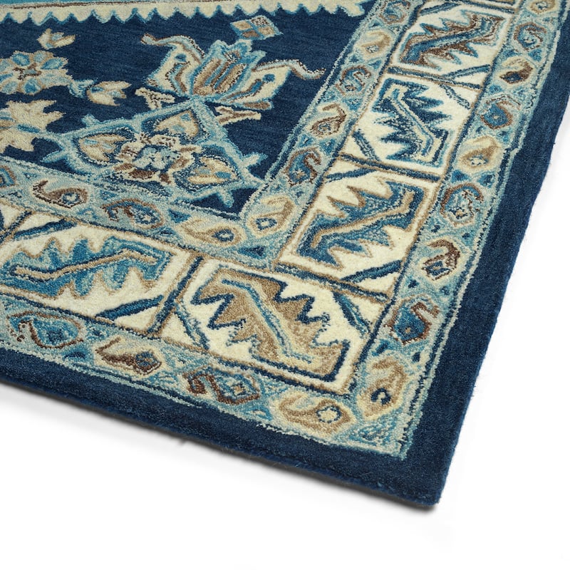 Charlotte Collection Blue Hand Tufted Indoor Area Rug