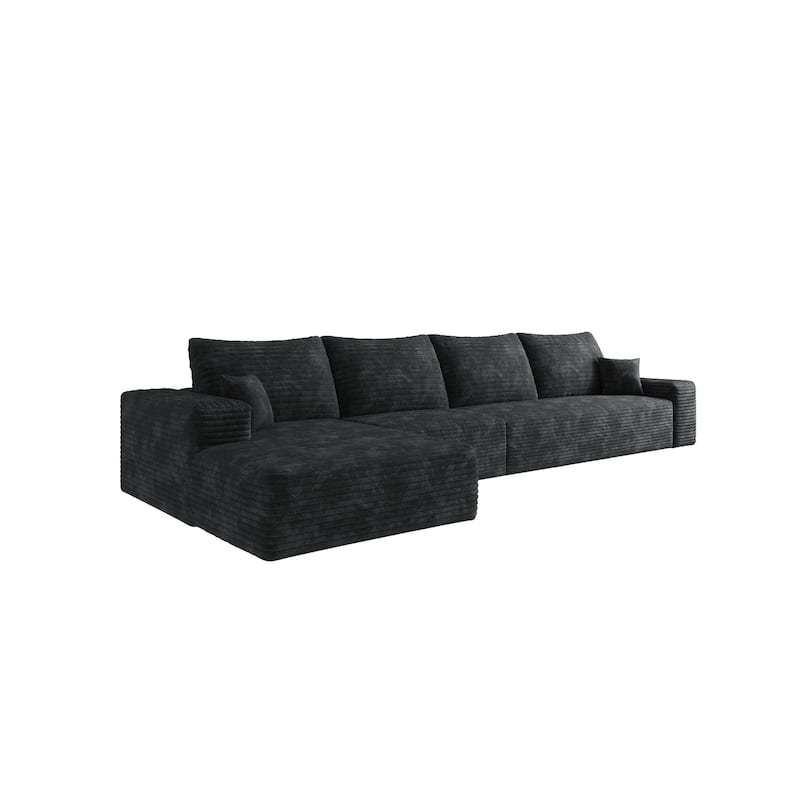 Large Chaise Lounge Couch Corduroy L-shaped Sectional Sofa