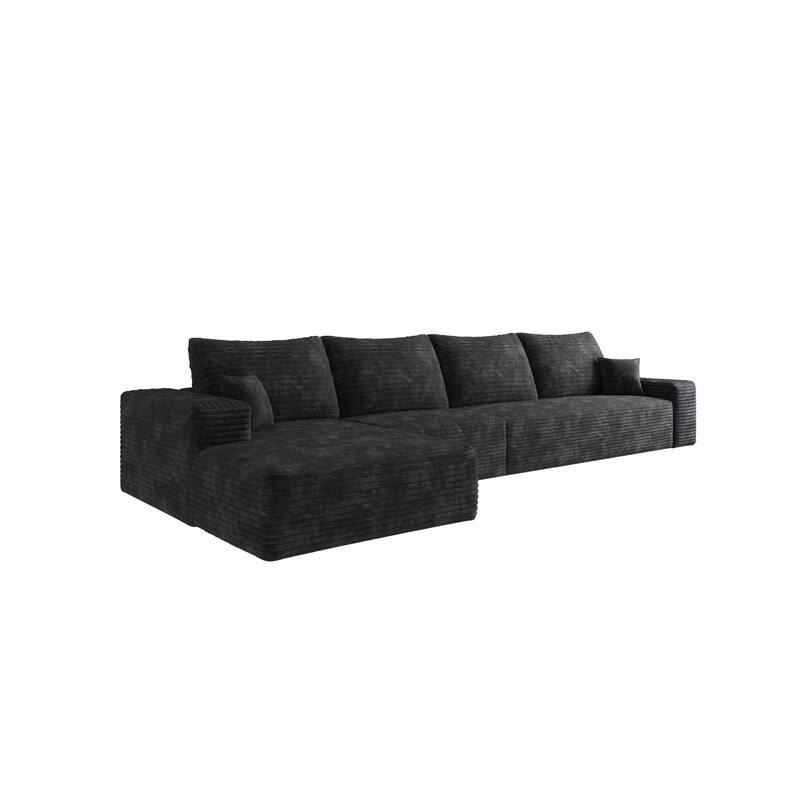 Modular Sectional Sofa with L-Shape Chaise, Oversized Corduroy Upholstered Cloud Sofa, High-Resilience Foam Floor Corner Sofa
