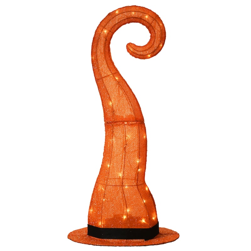 National Tree Company Halloween Pre-Lit Orange Witch's Hat Outdoor Decoration, LED Lights, 34 Inches