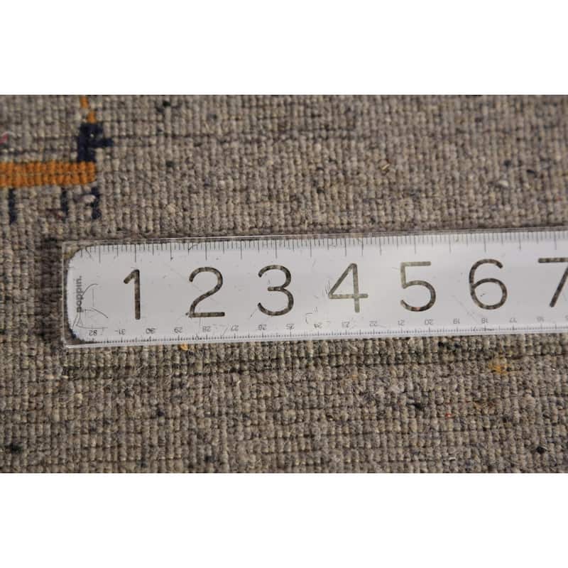 Tribal Gabbeh Area Rug Handmade Grey Wool Carpet - 5'8" x 7'8"