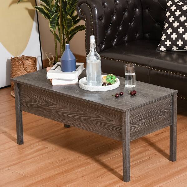 Homcom 39 Modern Lift Top Coffee Table Desk With Hidden Storage Compartment For Living Room Light Grey Woodgrain On Sale Overstock 17966889