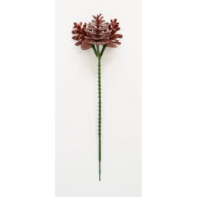 1.5" Plastic Pine Cone x 3 on a Christmas Wreath Pick, Set of 24 - 1.5