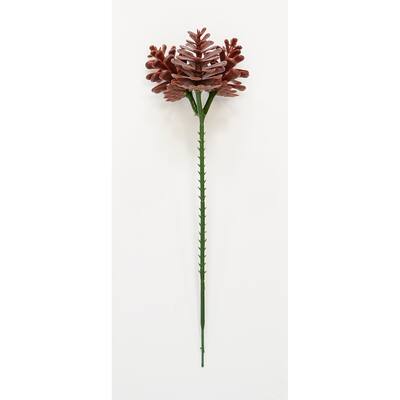 1.5" Plastic Pine Cone x 3 on a Christmas Wreath Pick, Set of 24 - 1.5