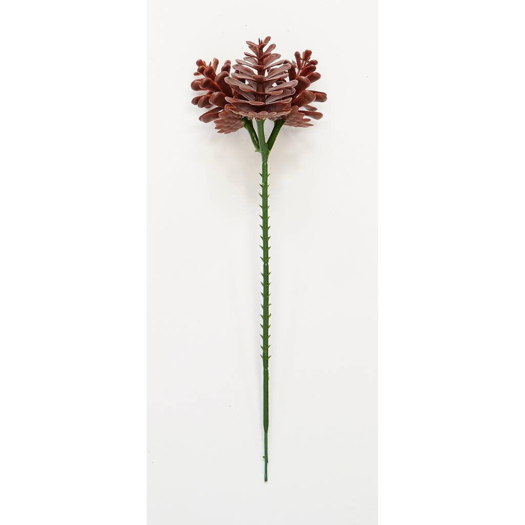 1.5" Plastic Pine Cone x 3 on a Christmas Wreath Pick, Set of 24 - 1.5