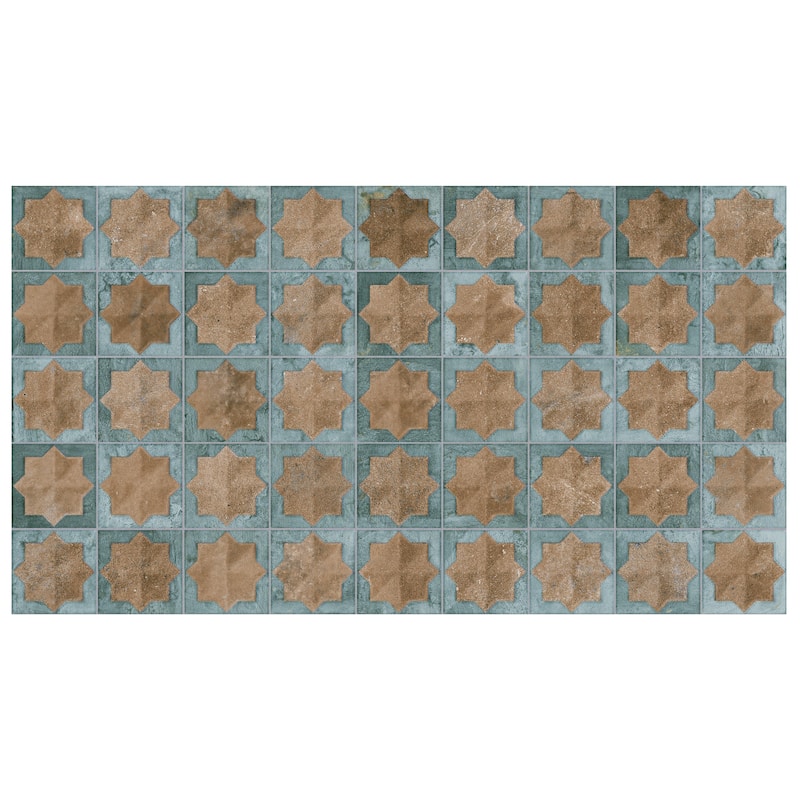 Merola Tile Tetuan Astre Terra Aqua 12-1/8" x 21-7/8" Porcelain Wall Tile