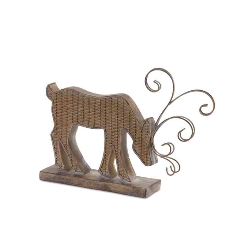 Wicker Style Deer Silhouette Christmas Figurines - 11.75" - Set of 2