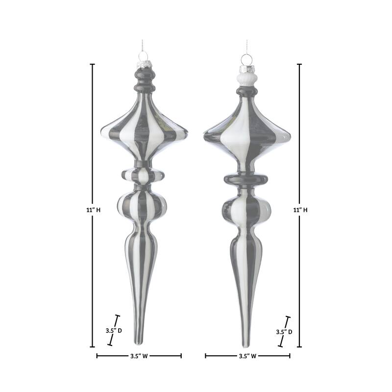 11.5" Glass Stripe Finial Ornament
