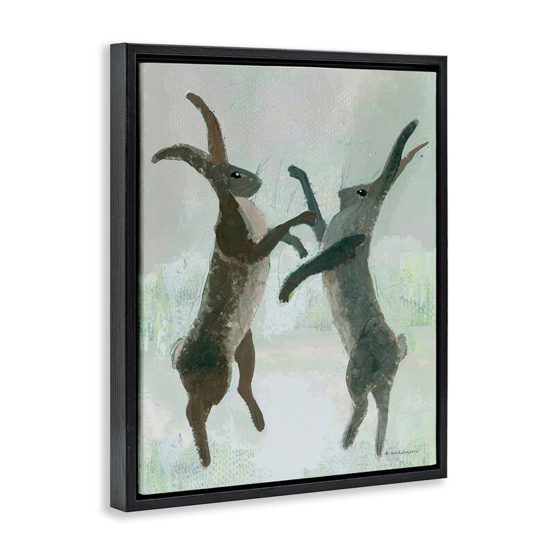Stupell Boxing Hares Impression Framed Floater Canvas Wall Art Design By Kay Widdowson