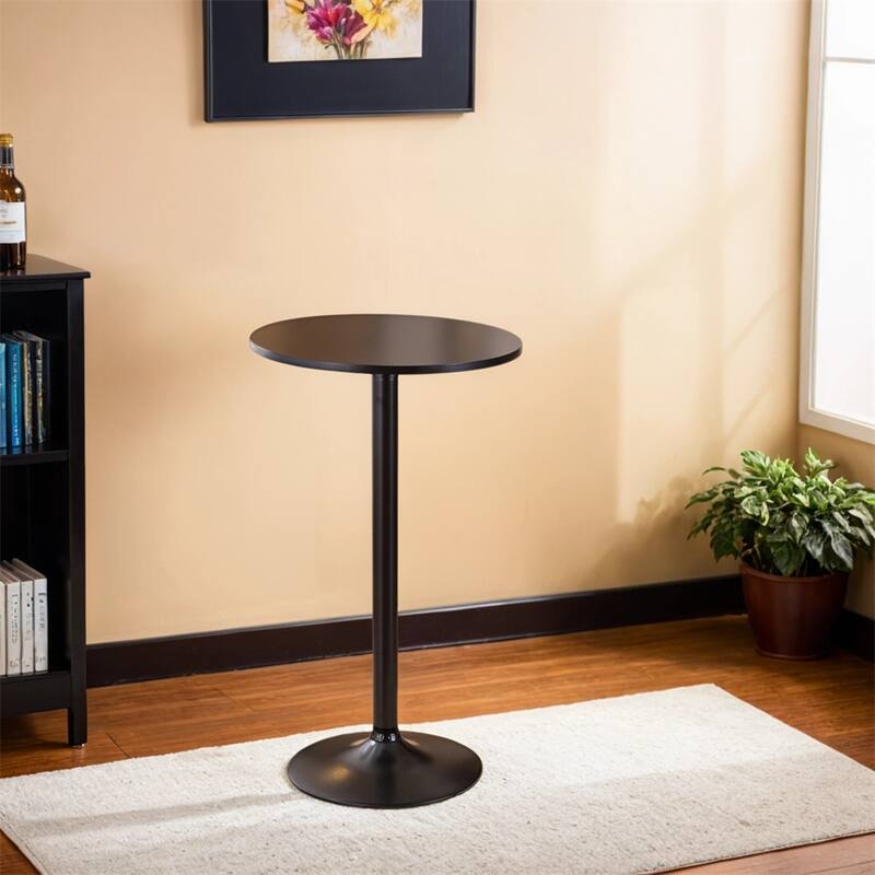 Black Round Top with Black Leg And Base Metal Bar Table