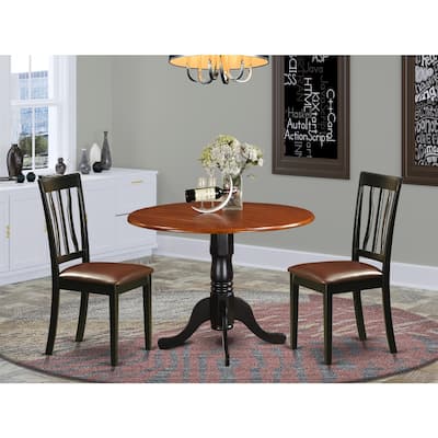 Kitchen Dining Set - Round Table with 2 Wood Chairs - Modern Dining Room Furniture