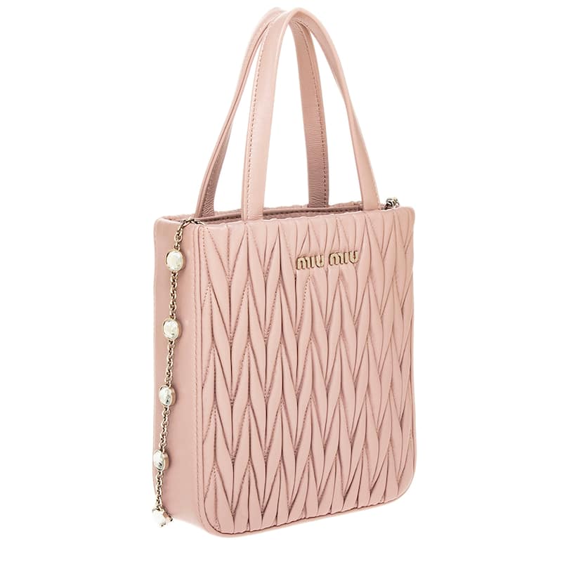 Miu Miu Matelasse Mini Tote with Crystal Chain