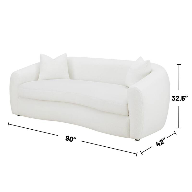Fabric Upholstered Sofa with Accent Pillows in Natural and Black