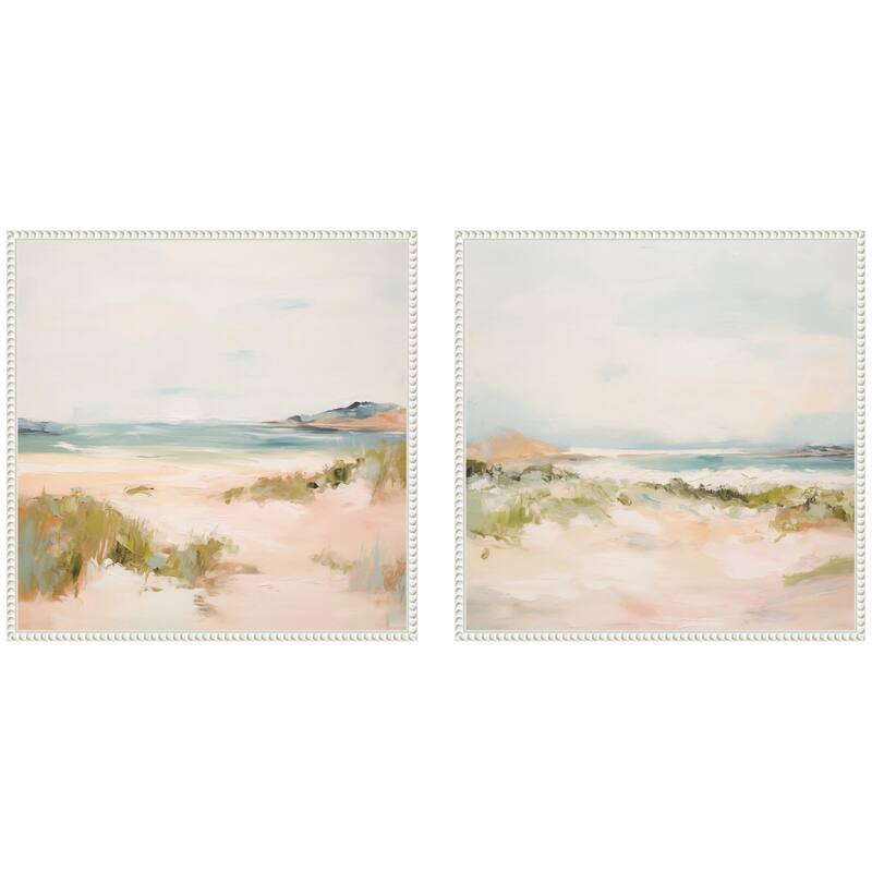 Kate and Laurel White Tranquil Landscape Square 2 Piece Framed Canvas Wall Art Set by Amy Lighthall - 2 Piece Set 22x22 - White